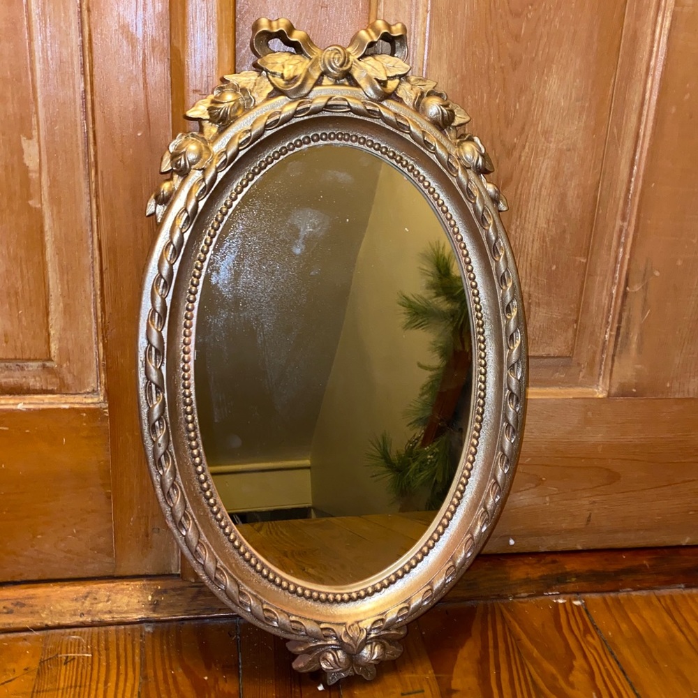 Rustic Detailed Gold Finish Mirror